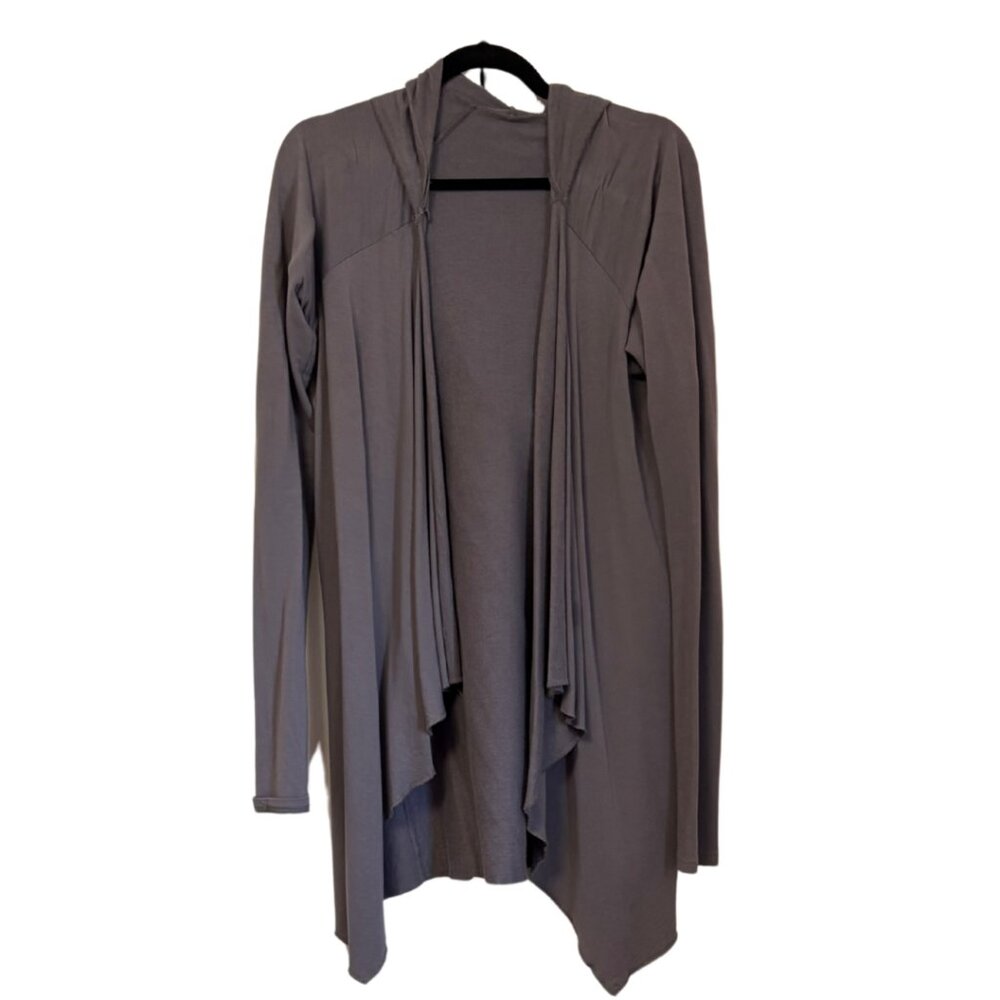 Luved Clothing Hooded Waterfall Cardigan Gray Open Front Lightweight Size M - Picture 2 of 2
